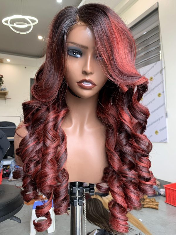 Human hair wig 100% Vietnamese human hair high quality magic bouncy lace front wig for women fashionable color