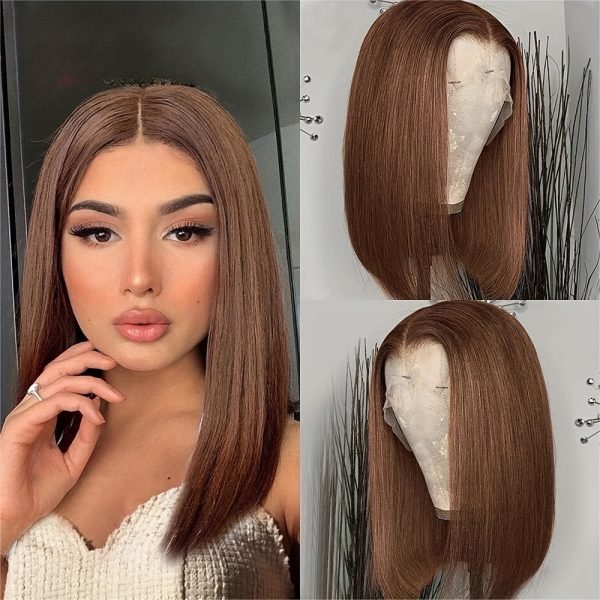 Wholesale Bob Hd Lace Wig 100% Virgin Human Hair, Wig Hd Lace Original Women Chocolate Brown Short Bob Lace Wigs Natural Hair
