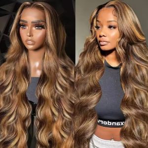 Ombre Human Hair Wigs 4/27 Highlight Color Lace Front Human Hair Wig 150 Density Brazilian 13x4 body wave Lace Front Wig