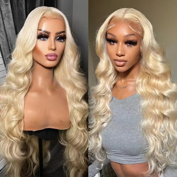 Raw Human Hair Blonde 613 Wigs Wholesale 13x6 Bleached Knots Hd Full Lace Closure Frontal Blonde Wig 613 Full Lace Wig 36 Inch