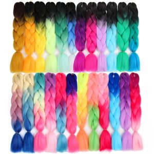 100g 24inch Synthetic yaki jumbo braid hair two tone ombre jumbo braiding hair