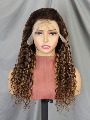 Wholesale Raw Brazilian Hair Wigs Ombre 4/30 Full Frontal Deep Wave 13x4 Lace Front Wig Highlighted Brown Curly Human Hair Wigs