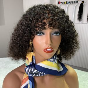 Wholesale 10A Grade Unprocessed Burmese Raw 13x1 T-part Transparent Lace Frontal Jerry Curly Human Hair Wig