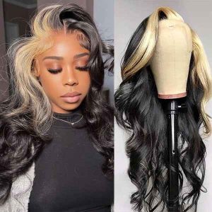 12 Inch 13X4 HD Transparent Lace Frontal Wig 4/27# Ombre Color Loose Wave Baby Hair Pre-Plucked Swiss Straight 100% Human Hair