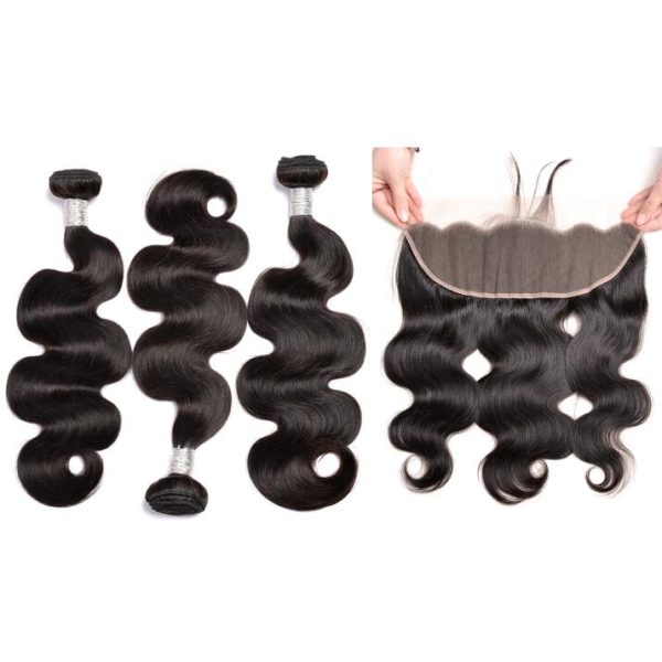 Brazilian Raw Virgin Cuticles Aligned Water Wave Human Hair Bundles with Closure 100% Unprocessed High Quality Human Hair