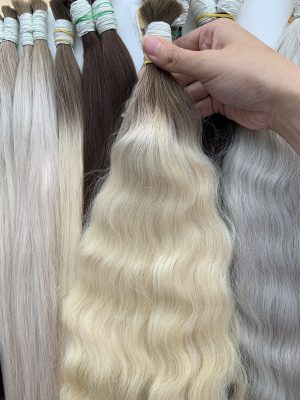 2024 Hot Item 100% Raw Vietnamese Hair Extensions Light Color High Quality Bulk Raw Hair Machine Double Weft