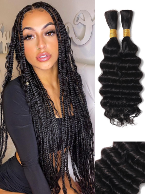 10A Brazilian Virgin Curly 50g Deep Water Wave Bulk Hair Extensions Boho Braids Hair human for braiding hair bulk no weft