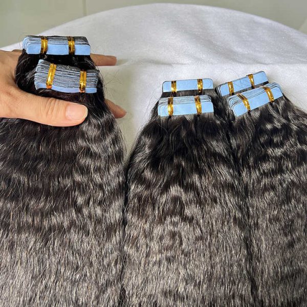 Wholesale 40pcs/100gram Kinky Straight Tape Ins 100% Real Virgin Raw Indian Human Hair Tape In Human Hair Extensions