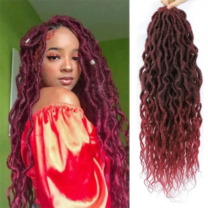 16inch 24inch Faux Locs Crochet hair Wavy Goddess Locs Crochet Braids Curly Ends Synthetic Queen Locs Hair Extensions