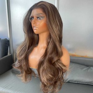 Highlights Futura 13X4 Synthetic Lace Front Wig Pre-Plucked Hairline Long Body Wave Glueless Half Hand Tied Wigs for Black Women