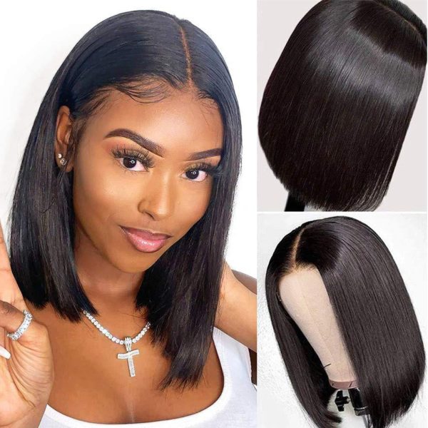 High Temperature Fiber Silky Straight Wave Short Bob Synthetic Hair Wigs for Woman