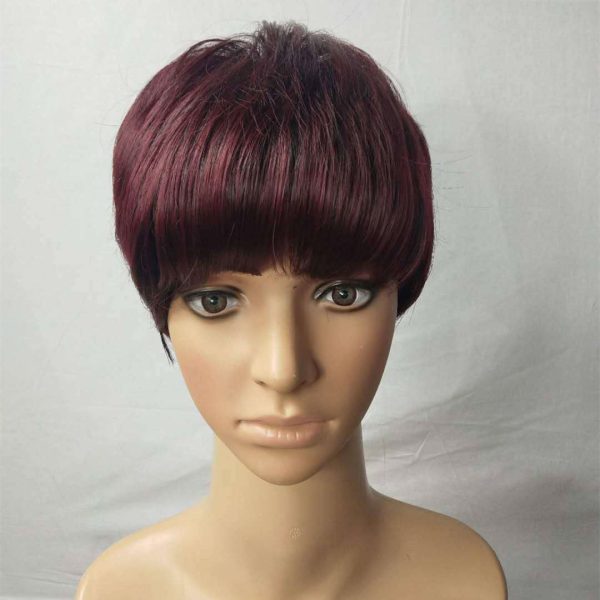 Cheap Wholesale Short Straight Hair Red and Black Color Synthetic Hair Wigs