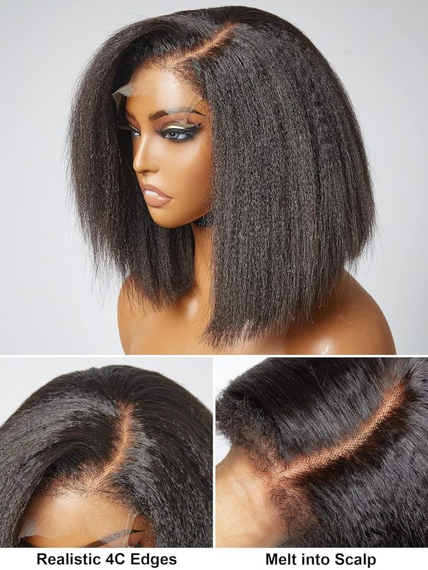 New Human lace wig European and American ladies black short hair yaki fluffy natural synthetic wigs