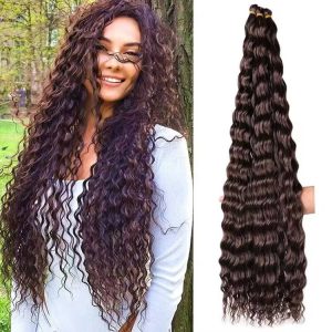 Julianna Synthetic Loose Wave Braiding Hair Ombre Ocean Wave Crochet Hair 32 Inch Deep Wave Bulk Hair Extensions