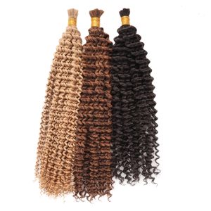 Raw cuticle aligend Brazilian deep wave bulk braiding human hair 100human wet and wavy human braiding hair bulk no weft