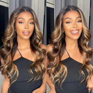 Hot Selling Wavy Bob Synthetic Hair Wig Piano Colored Long Curly Hair Body Wave Lace Front Wig