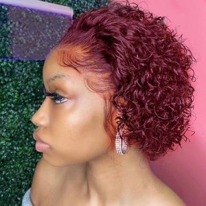 Wholesale Lace Front Synthetic Hair Wigs Short Small Pixie Curly Wigs For Black Women
