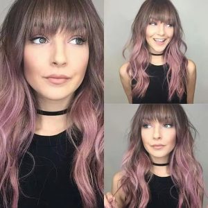 Long Pink Wigs for White Women Wave Curly Lace Front Wig Glueless Natural futura Fiber Synthetic Wig for Daily Use,Soft,Light