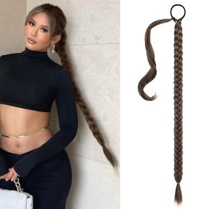 2023 New Synthetic 32 inches Ponytail Hair Extensions DIY Braided Ponytail With Rubber Band Hair Ring For Women Hairpiece Braids
