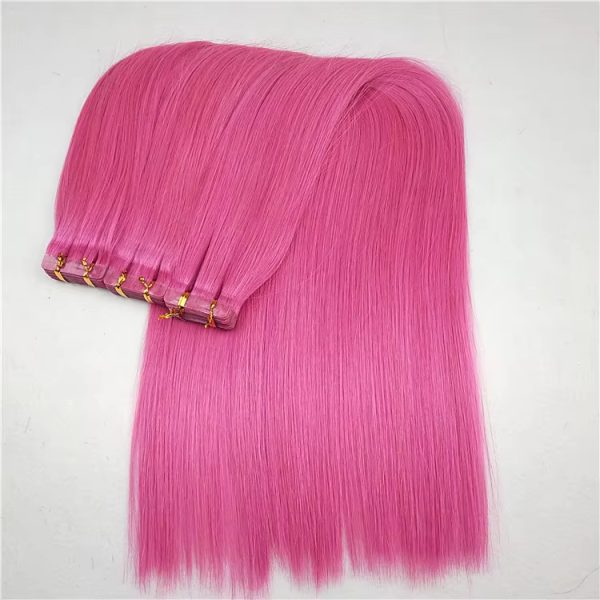 2019 new arrival pink color top quality human tape hair crochet hair extension