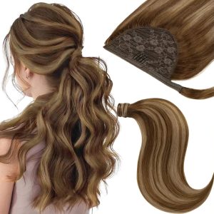 Natural Human Hair Ponytail Extension 100g Full Ponytail Russian Hair Clip Ponytail 22inch Black Brown colors