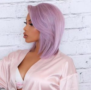 Brazilian Hair Glueless Light Purple Color Short Bob Wig New Style Virgin Human Hair Wig 13X4 Lace Front Wig